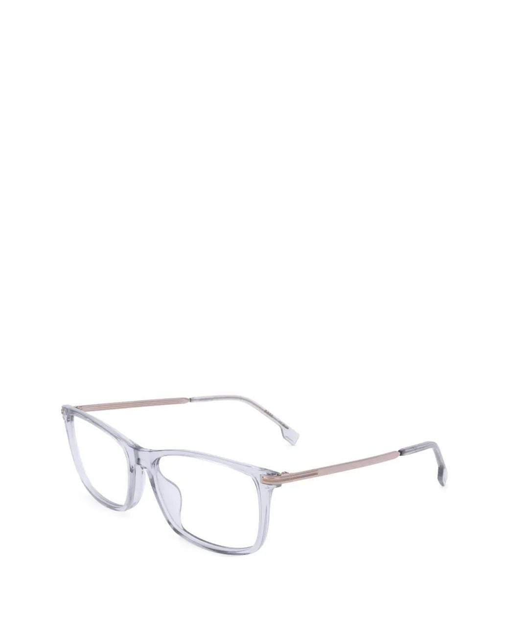 Boss White Rectangle-Frame Glasses for men