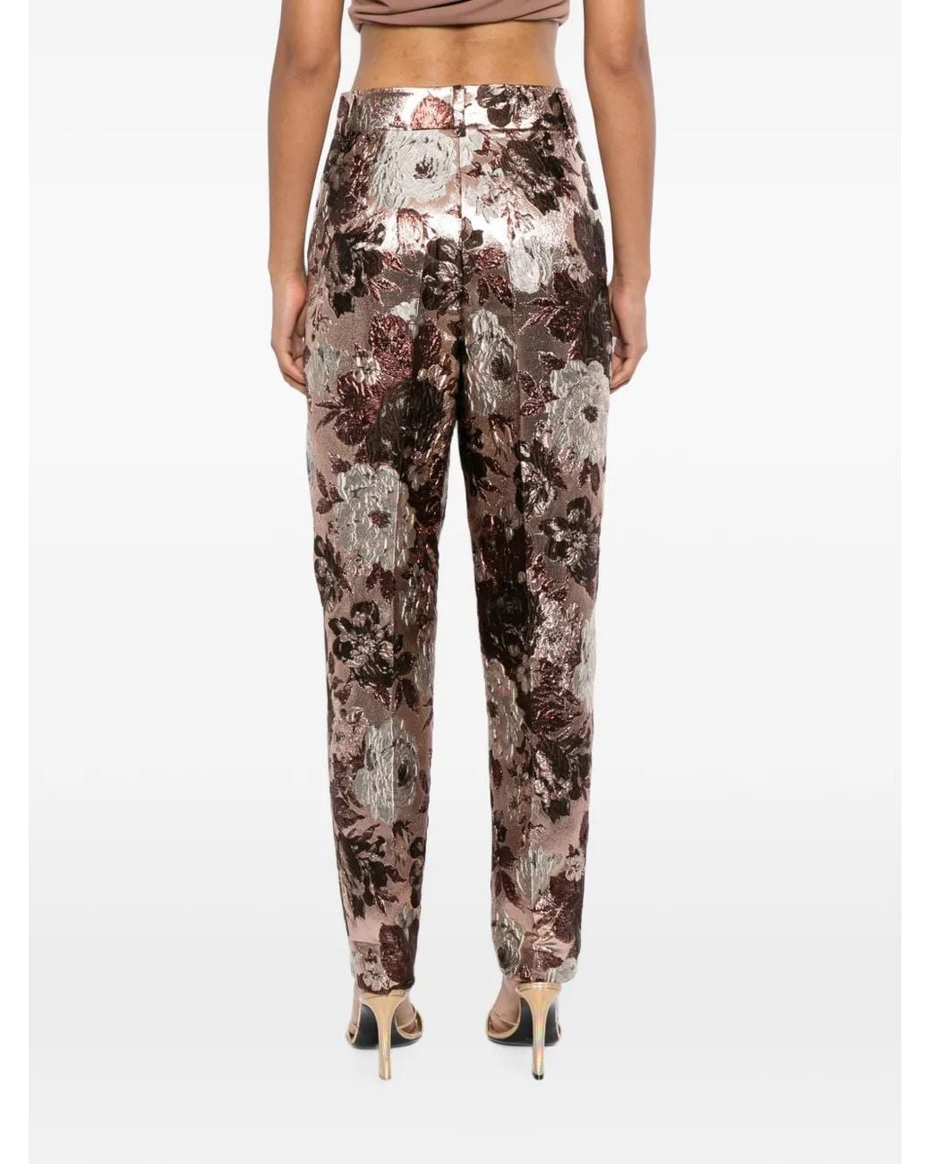 Elie Saab White Floral-Brocade Trousers