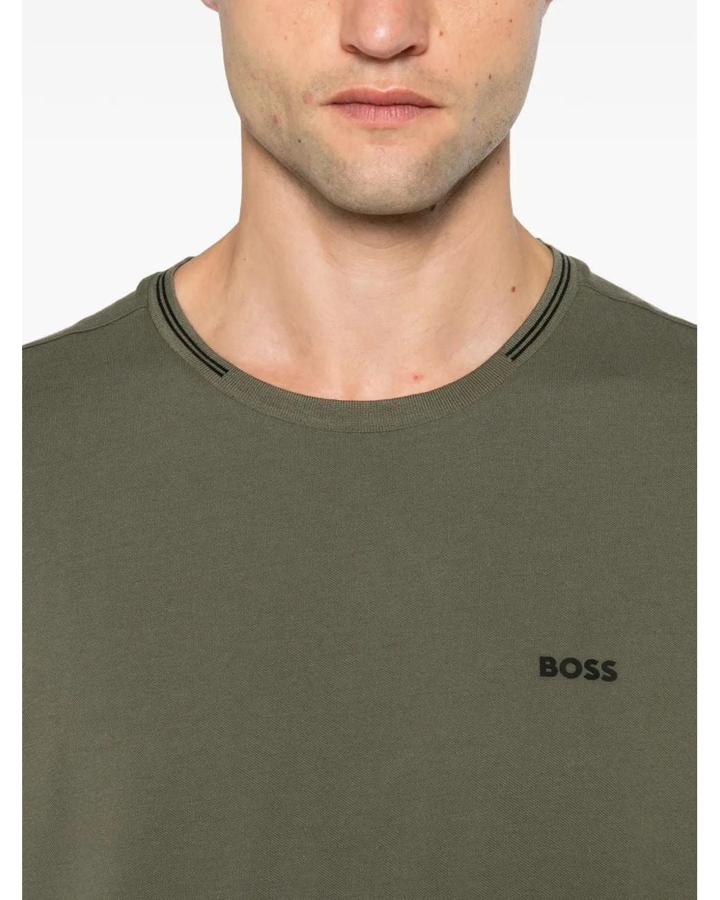 Boss Green Logo-Print Tipped T-Shirt for men