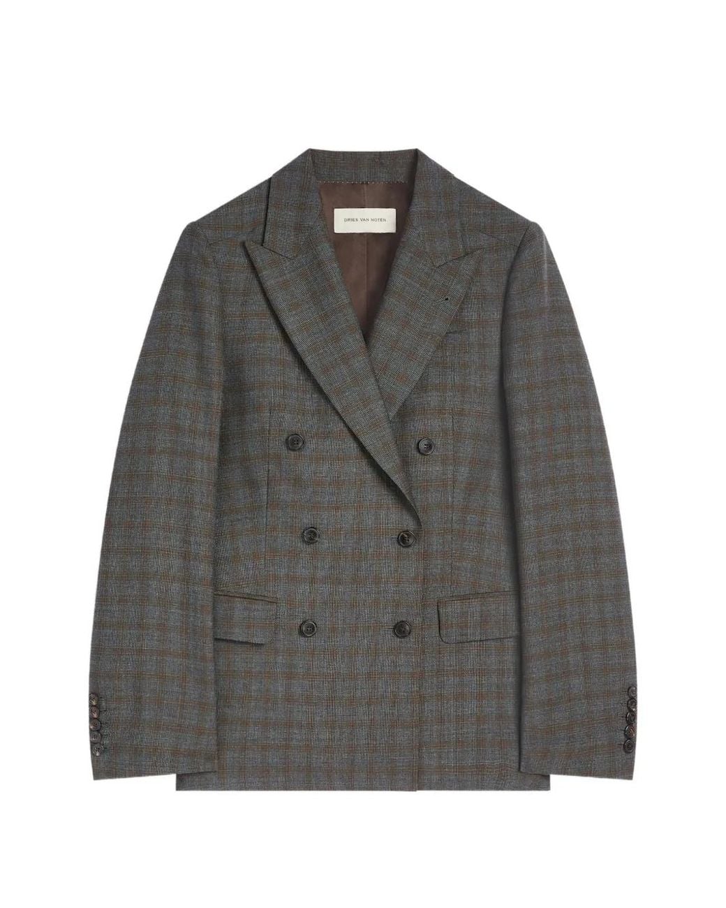 Dries Van Noten Gray Double-Breasted Wool Blazer
