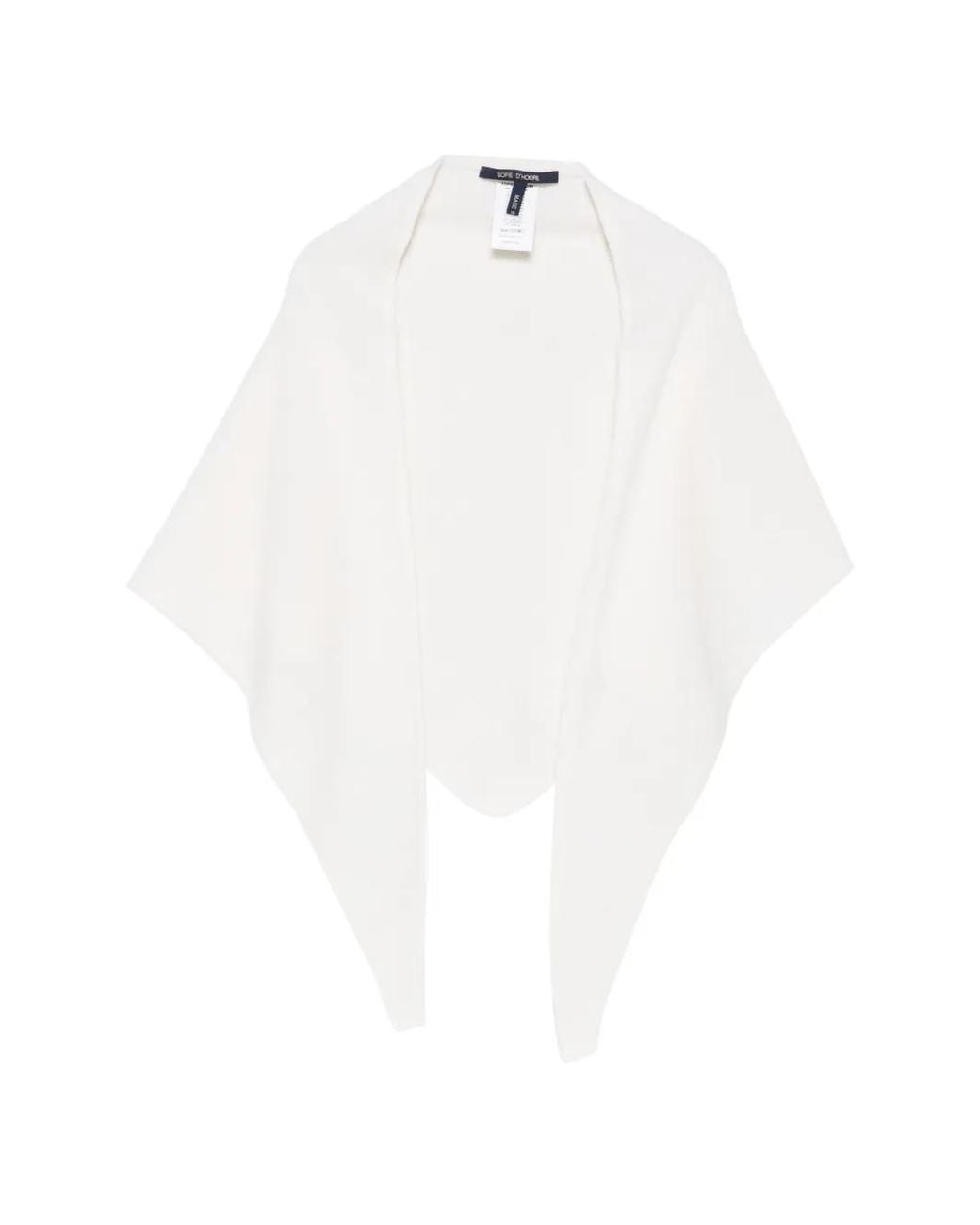 Sofie D'Hoore White Fine-Knit Pointed-Edge Scarf