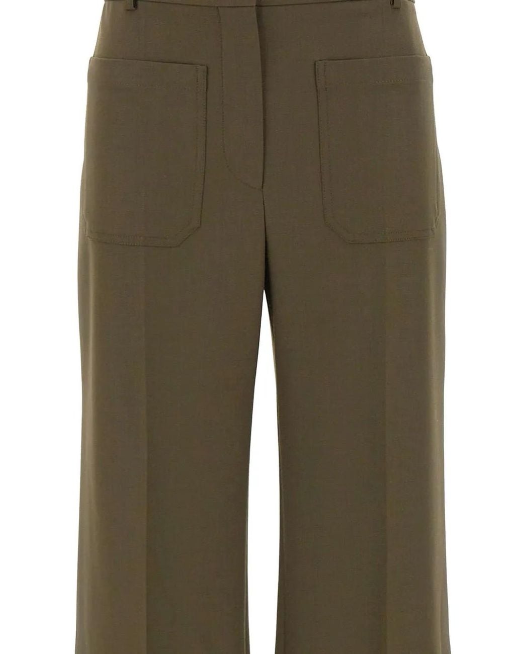 Victoria Beckham Green Alina Wide-Leg Tailored Trousers