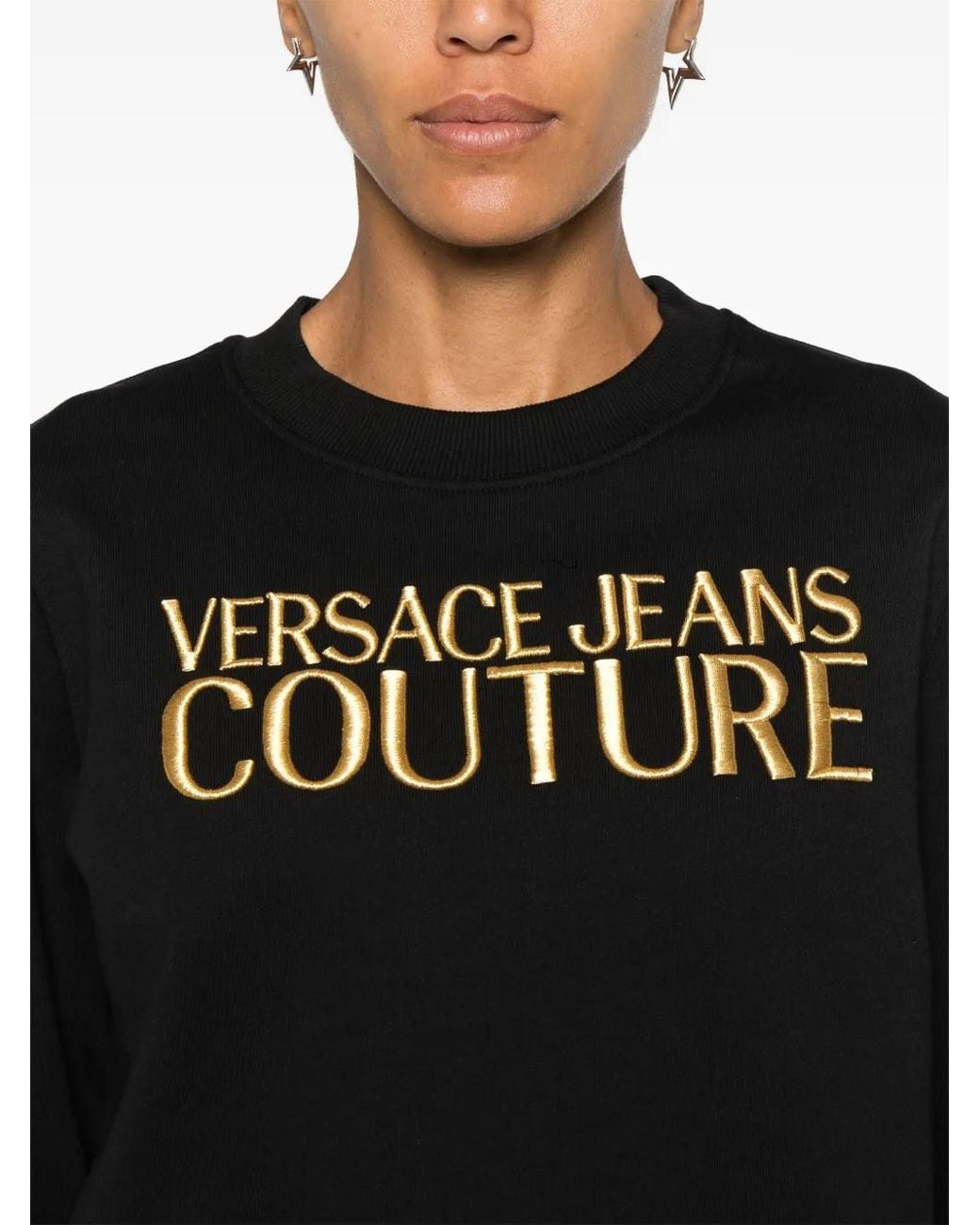 Versace Jeans Couture Black Logo-Embroidered Sweatshirt