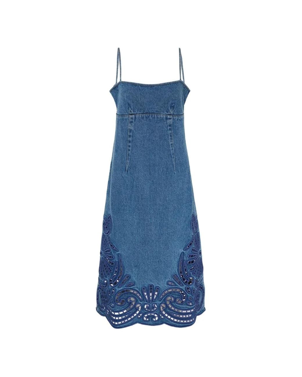 Ulla Johnson Blue Cut-Out Flared Midi Dress