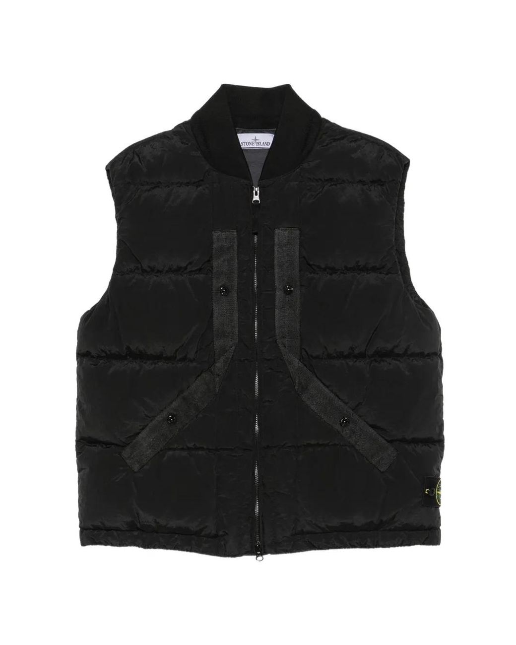 Stone Island Black Gilet G100008 En Nylon Et Métal Econyl for men