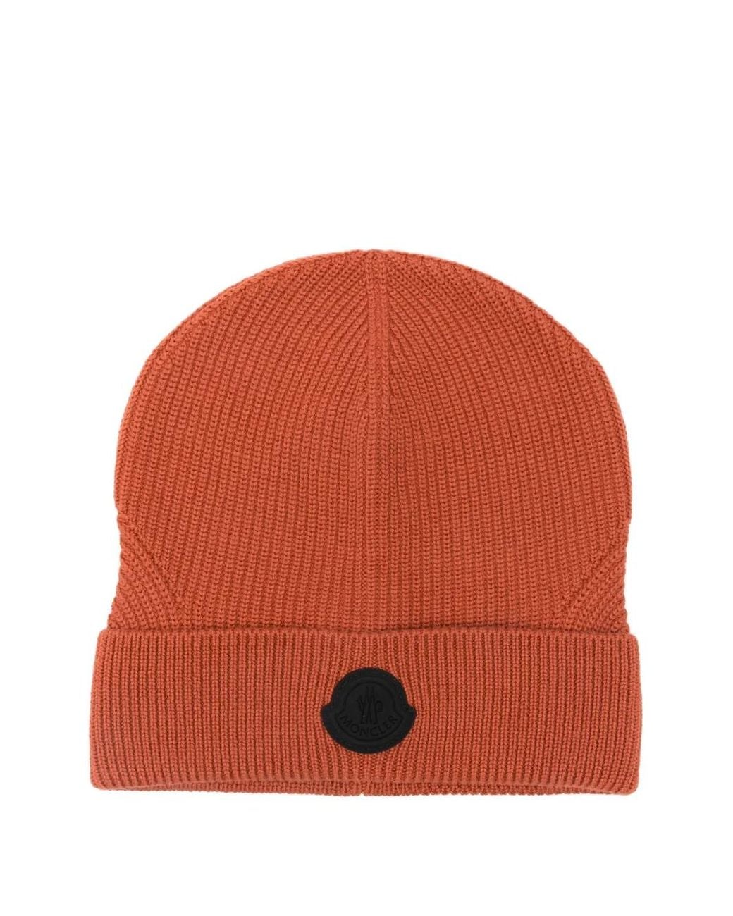 Moncler Geribbelde Muts Met Logopatch in het Orange voor heren