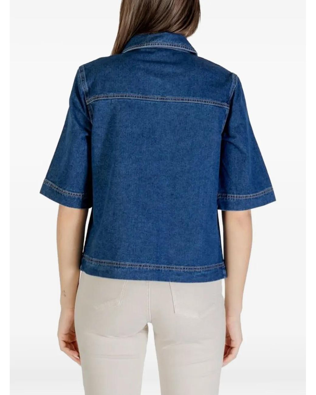ONLY Blue Short-Sleeve Denim Shirt