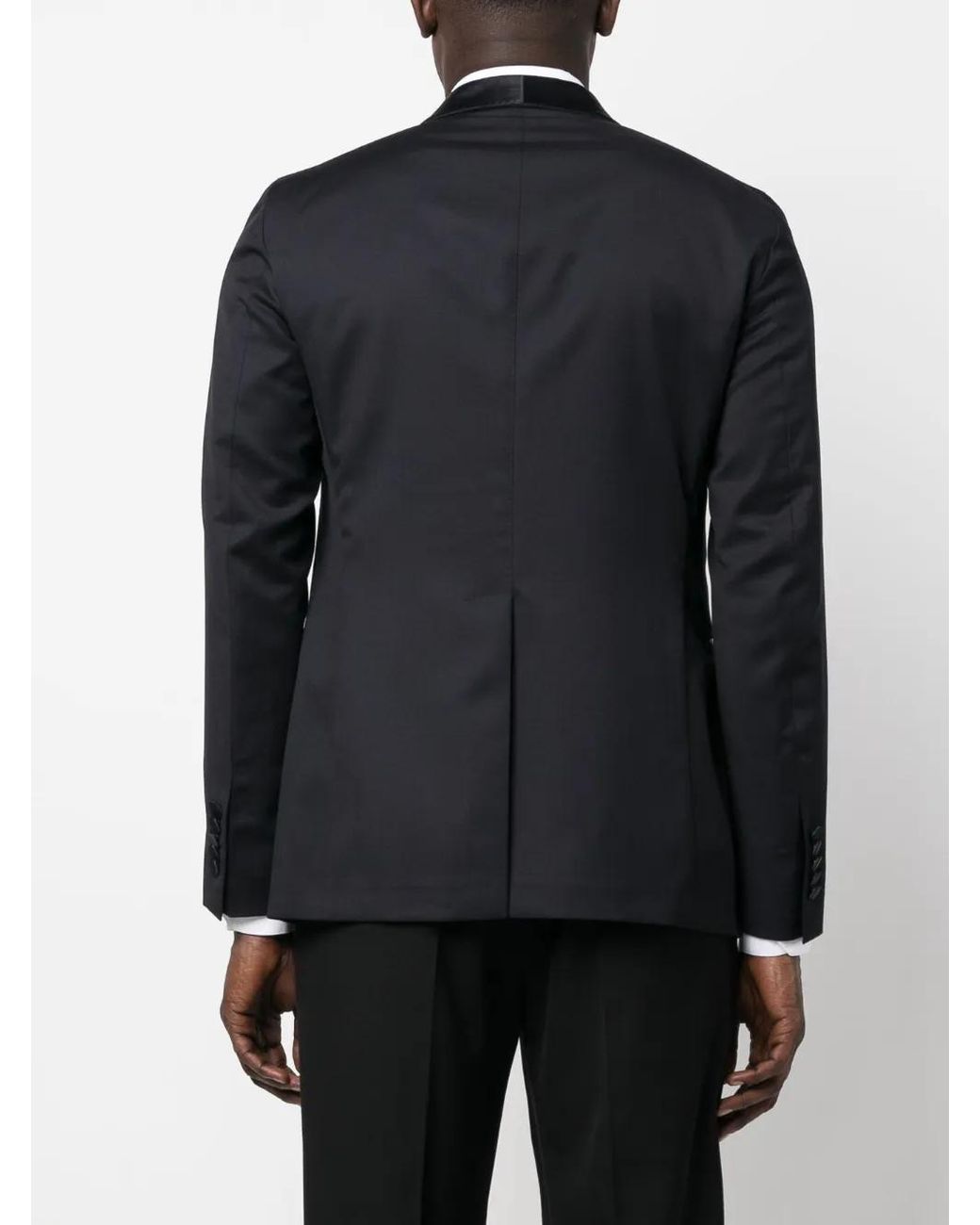 Tagliatore Black Virgin-Wool Double-Breasted Blazer for men