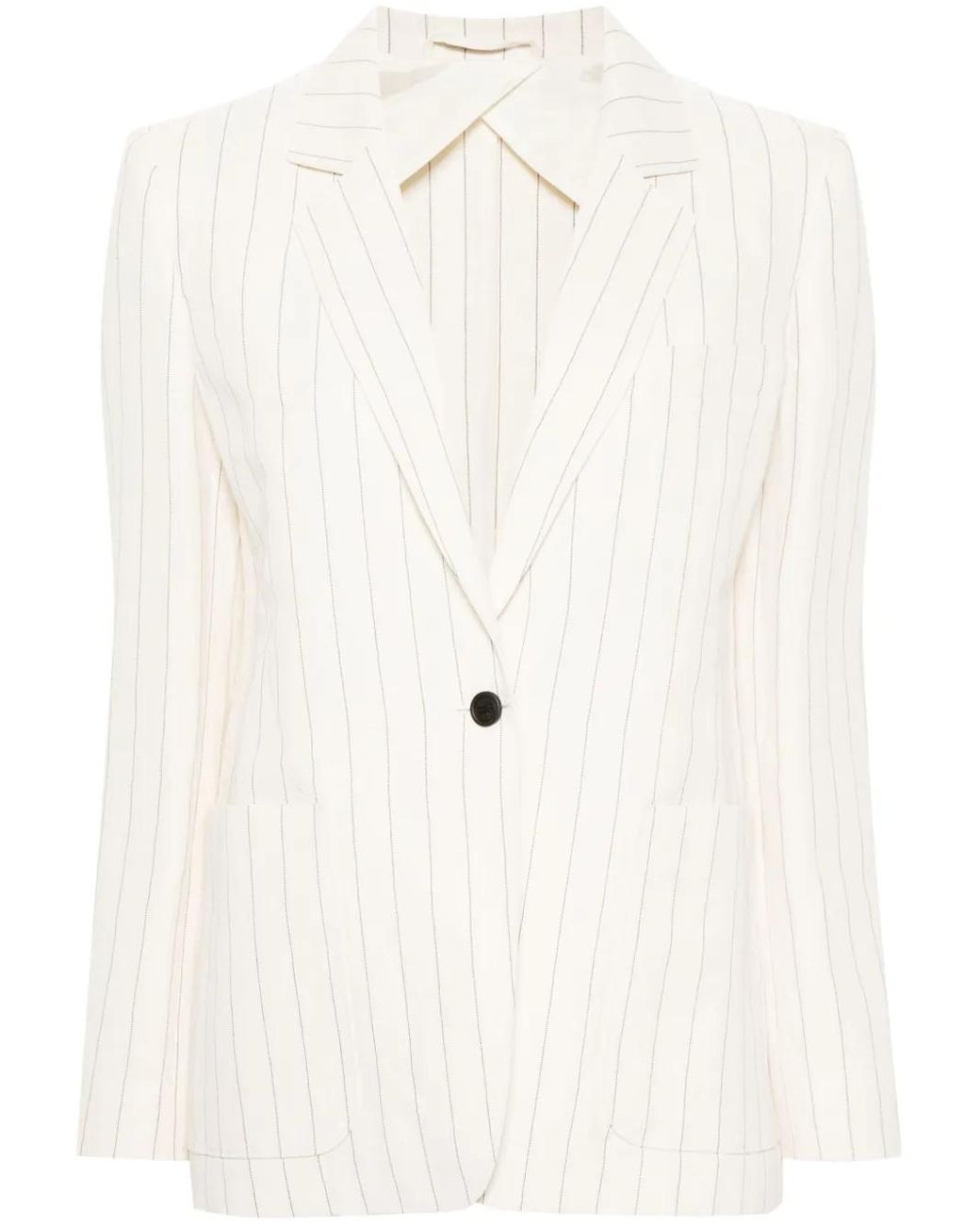 Max Mara Natural Single-Breasted Pinstriped Blazer