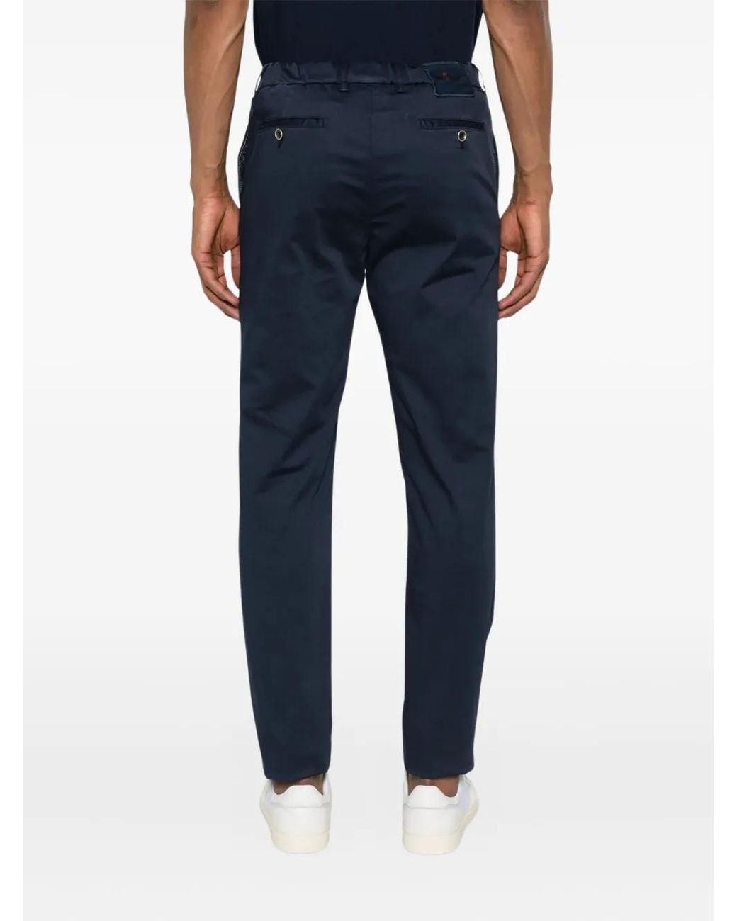 Kiton Blue Logo-Patch Chinos for men