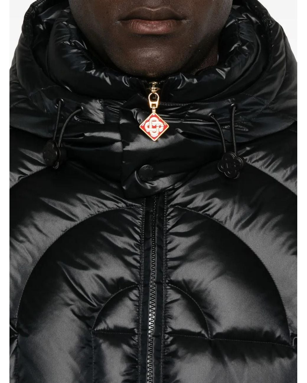 Casablanca Black Quilted Nylon Down Jacket With Monogram for men