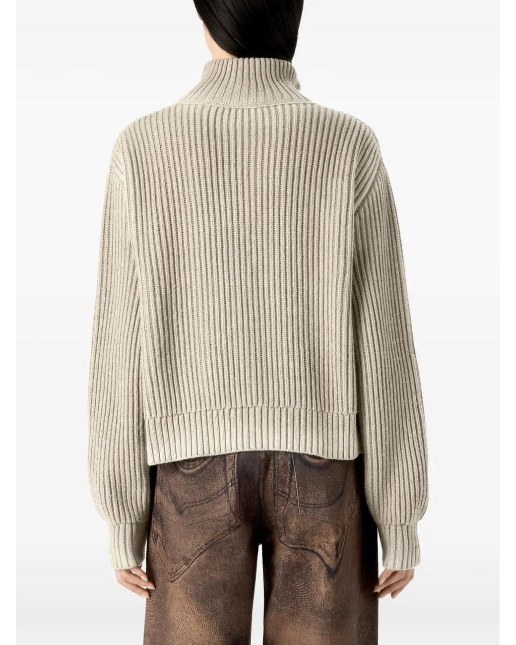 CAMPERLAB White Ribbed Quarter-Zip Sweater