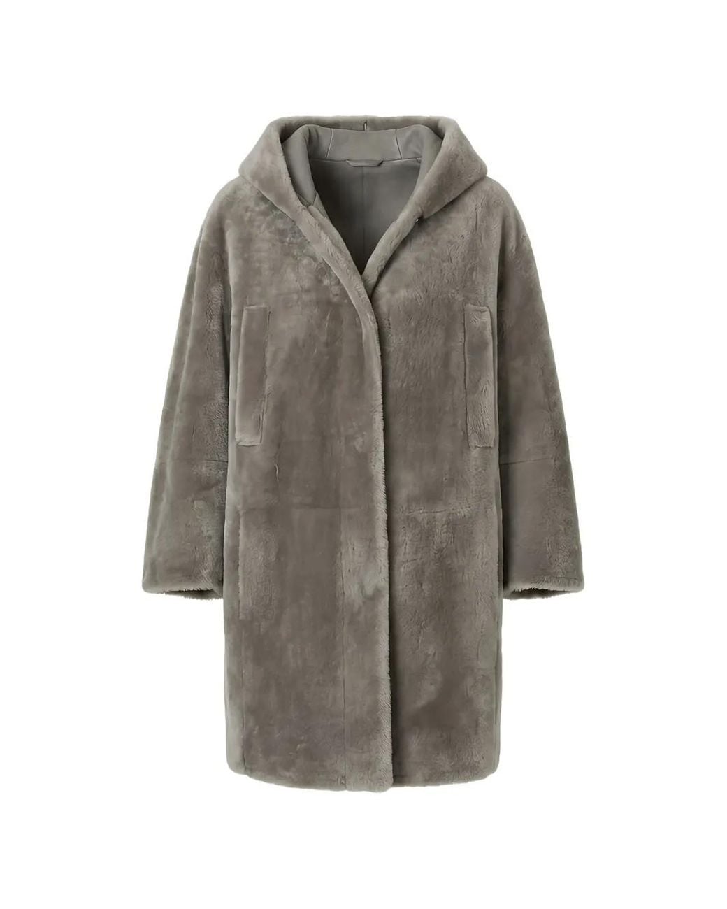 Peserico Gray Reversible Hooded Coat