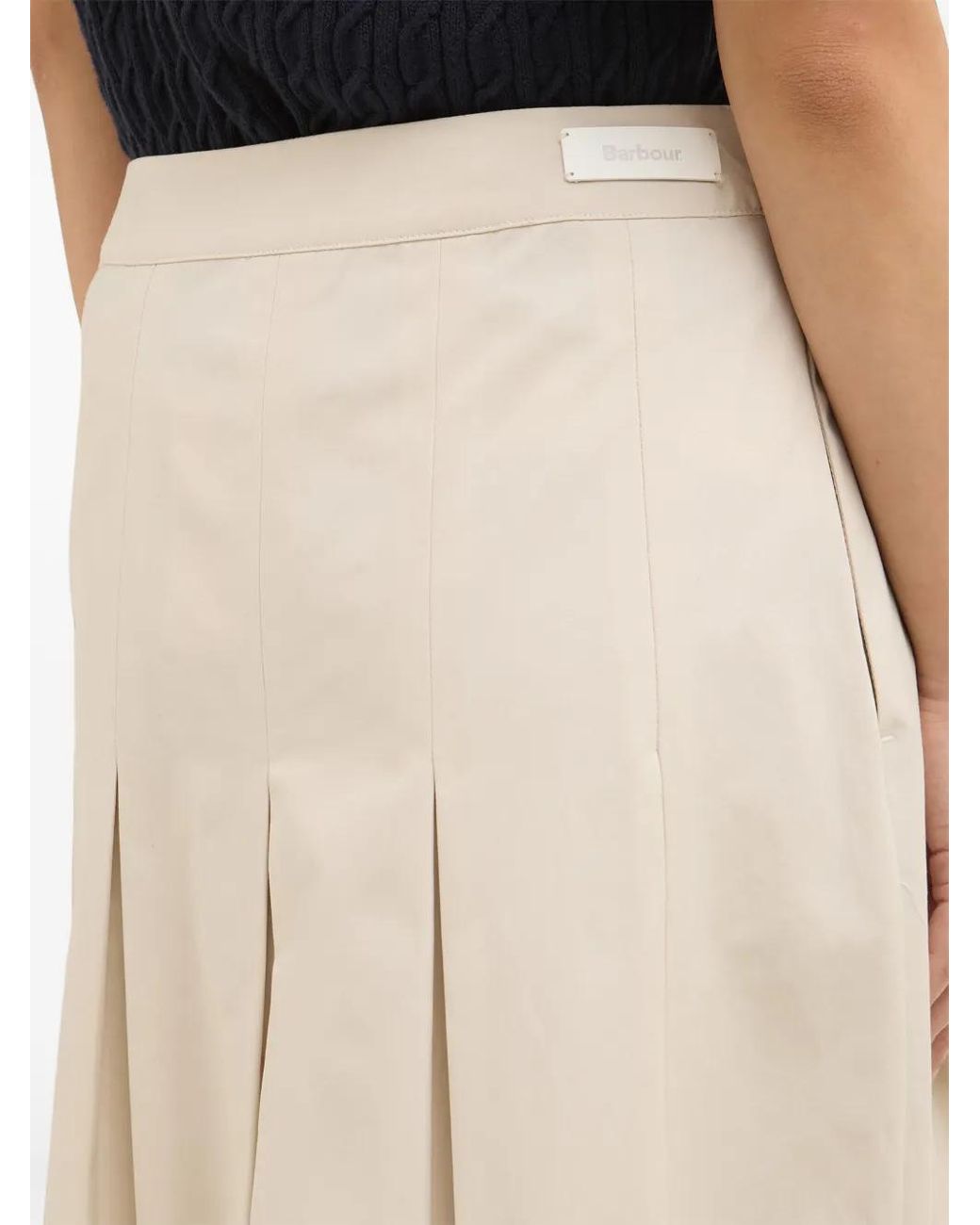 Barbour Natural Kirby Pleated Midi Skirt