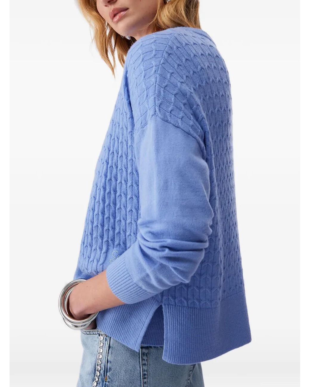Liu Jo Blue Cable-Knit Wool Cardigan