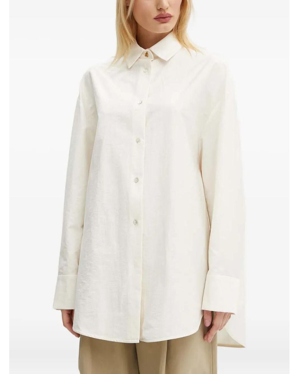 Aeron White Triangle-Button Shirt