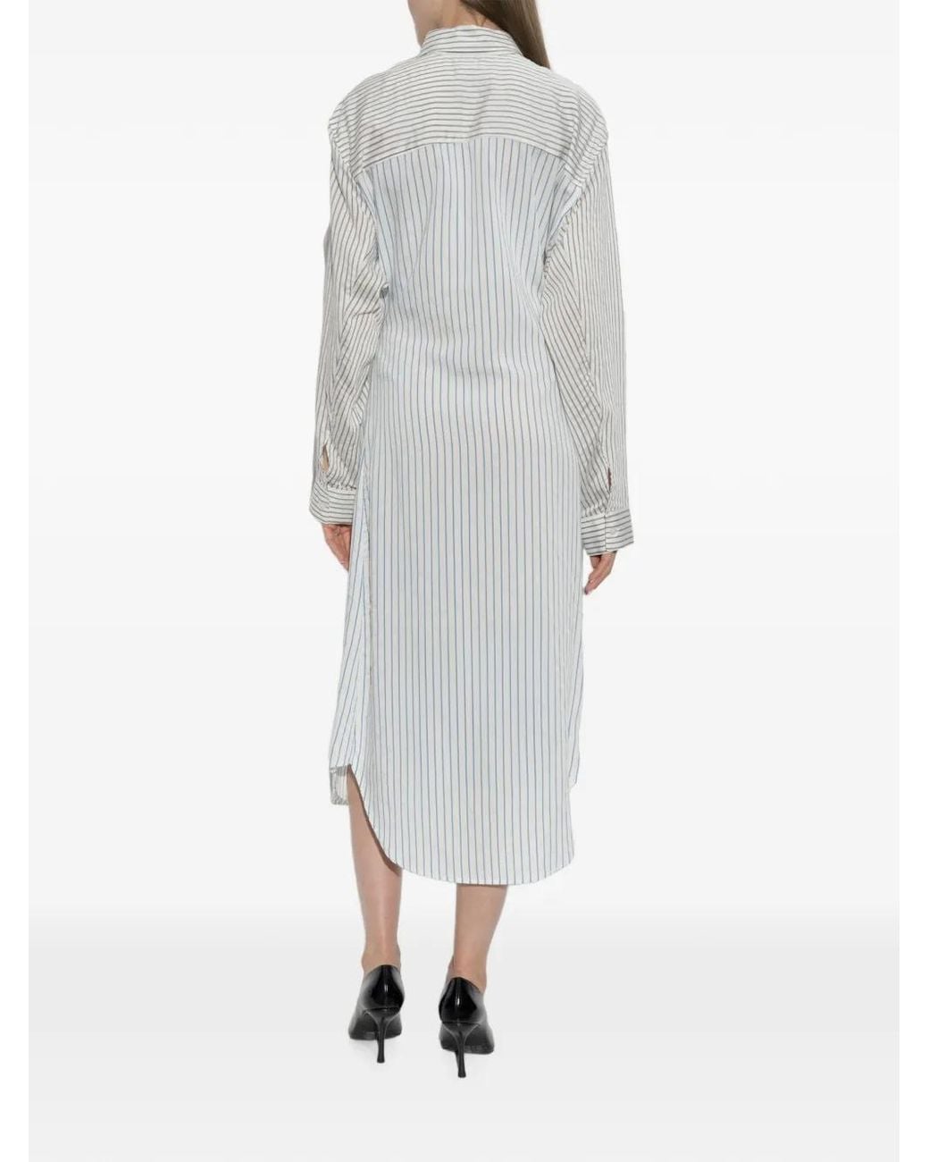 DIESEL White Striped Tie-Front Dress