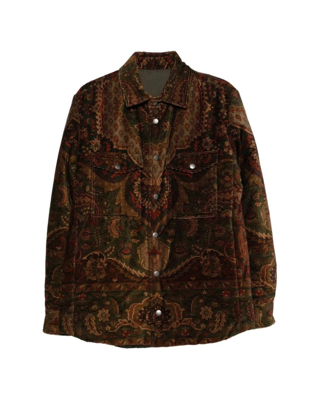 Etro Brown Paisley-Print Corduroy Padded Jacket for men