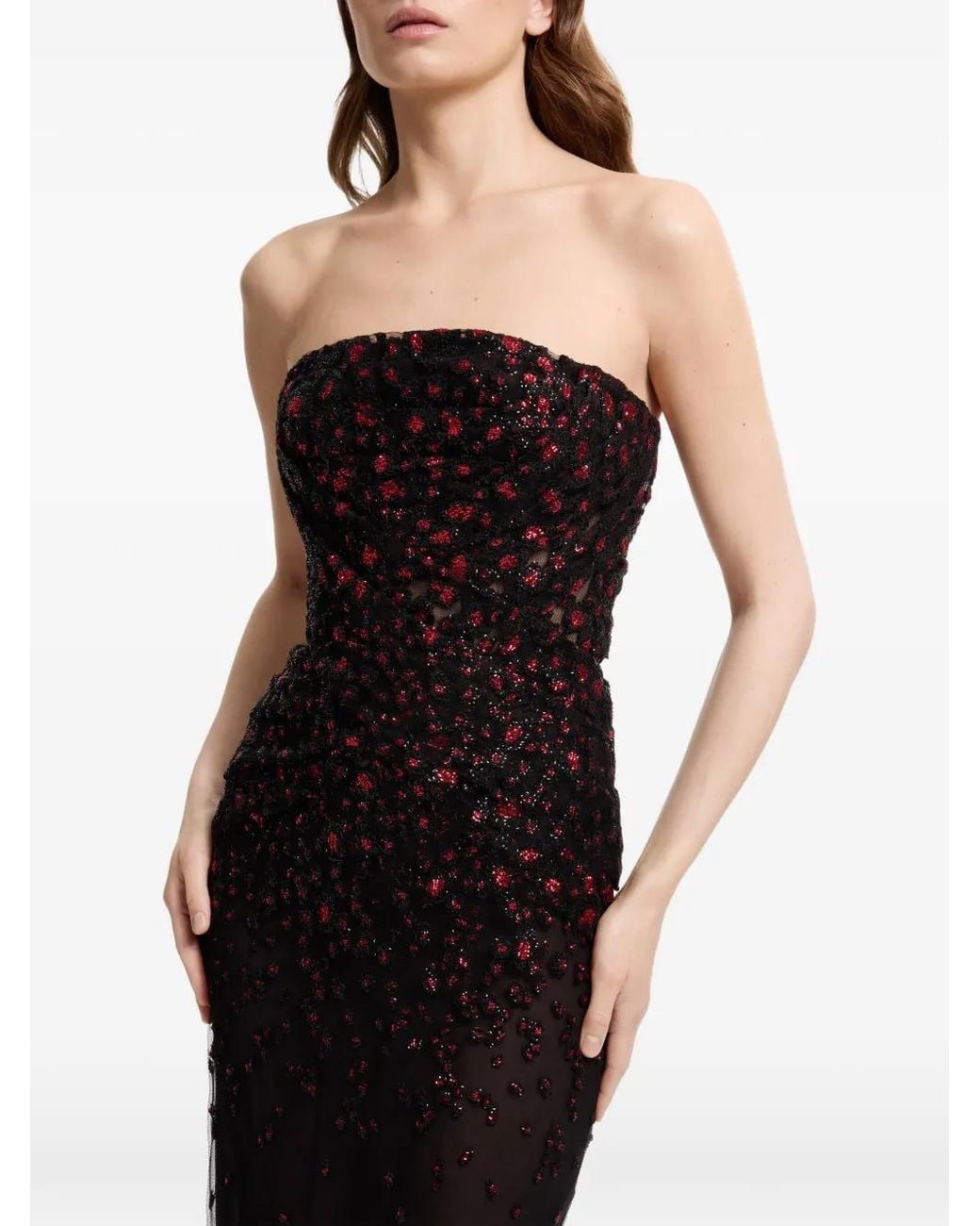 Elie Saab Black Sequin-Embellished Strapless Maxi Dress