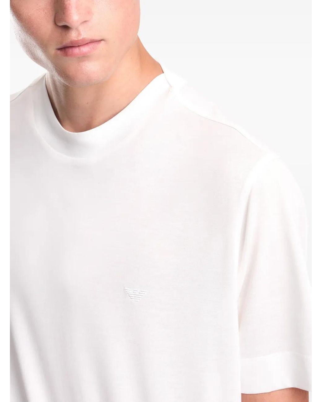 Emporio Armani White Logo Cotton T-Shirt for men