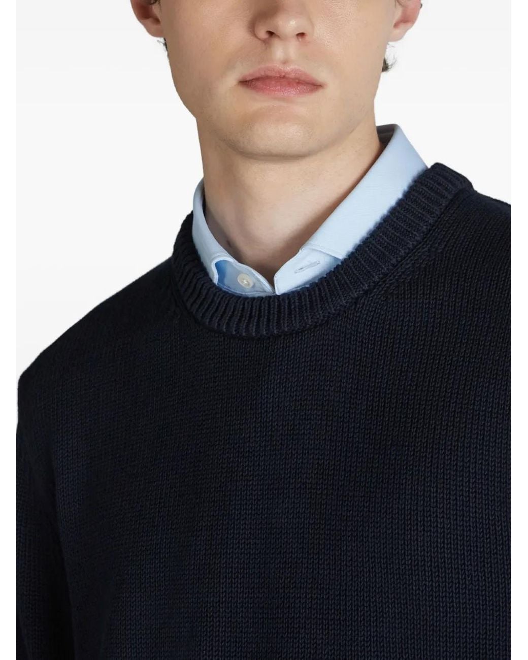 Zanone Blue Crew-Neck Cotton Sweater for men
