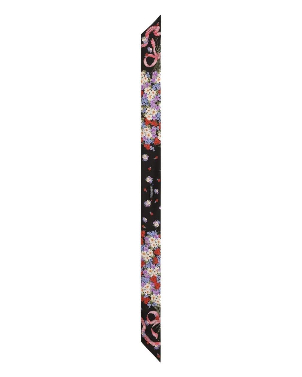 Dolce & Gabbana White Small Floral-Print Silk Twill Bandeau