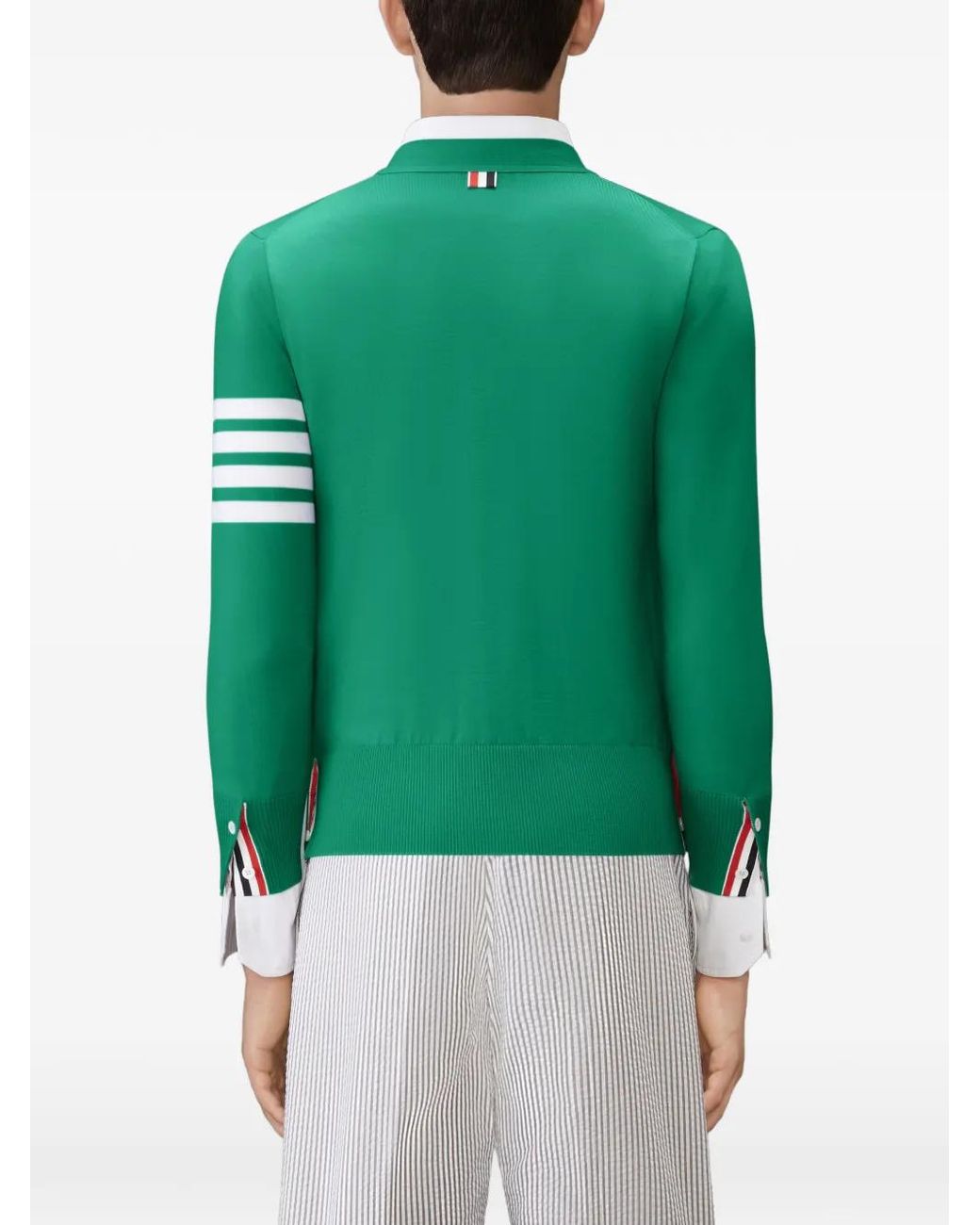 Thom Browne Green Cardigan À Col V for men