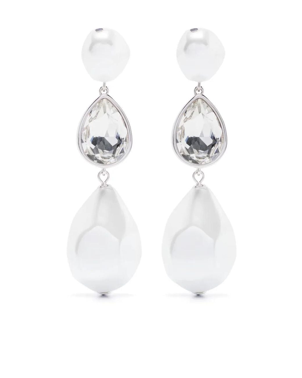 Self-Portrait White Faux-Pearl Droplet Earrings