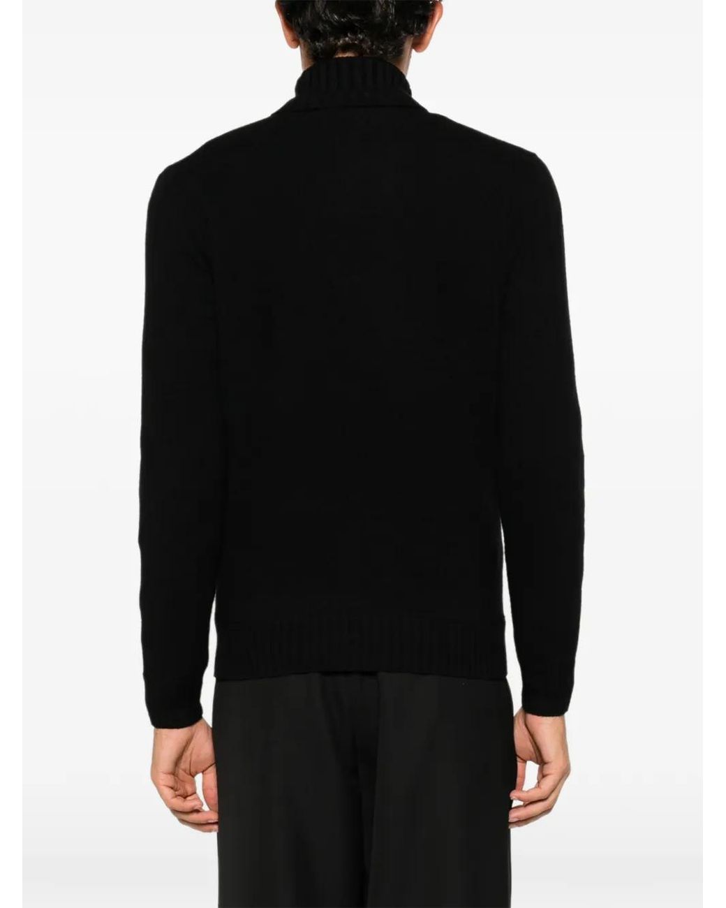 Magazzino Ricambi Black Ribbed-Knit Roll-Neck Sweater for men