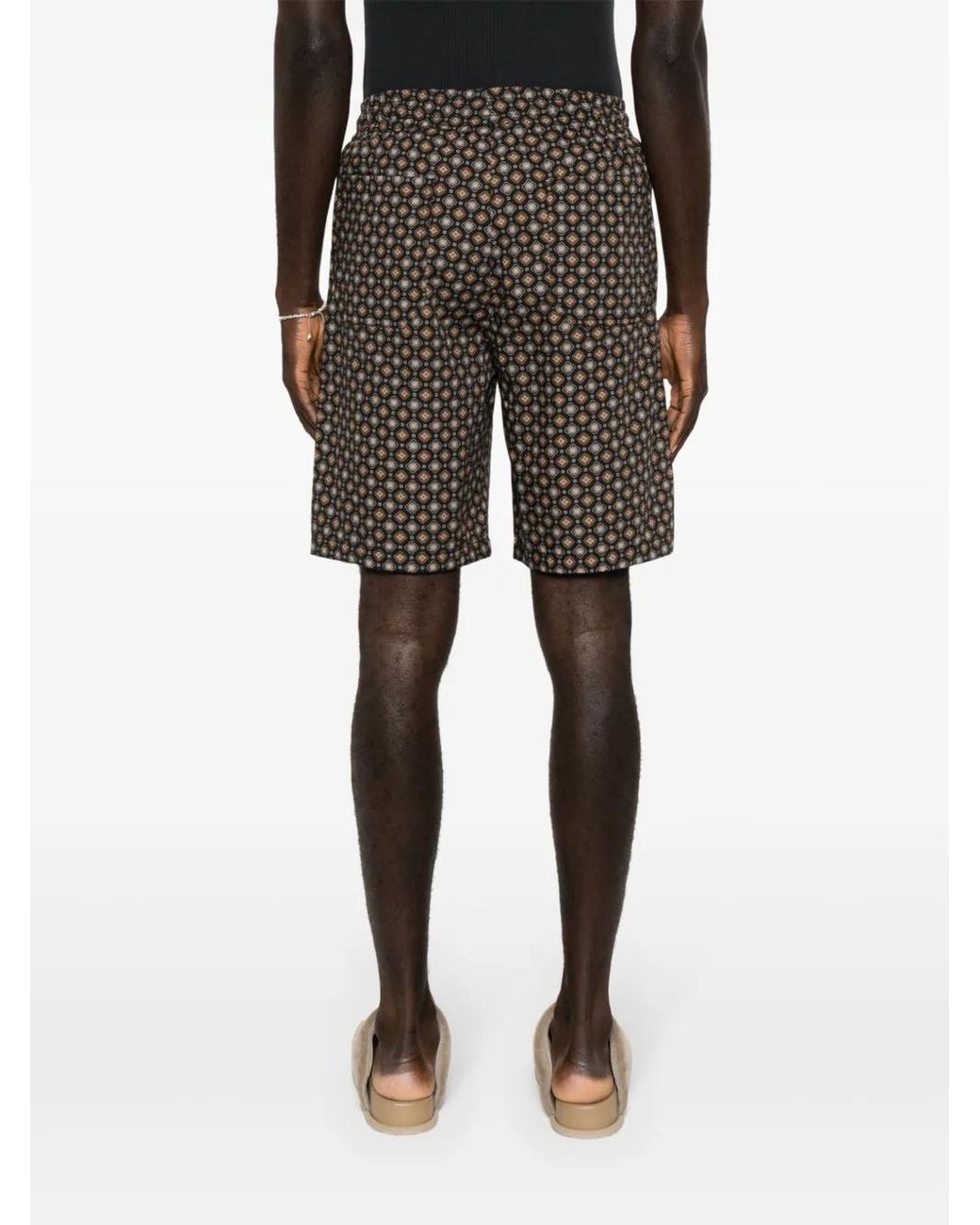 A.P.C. Black Vincento Geometric-Pattern Shorts for men
