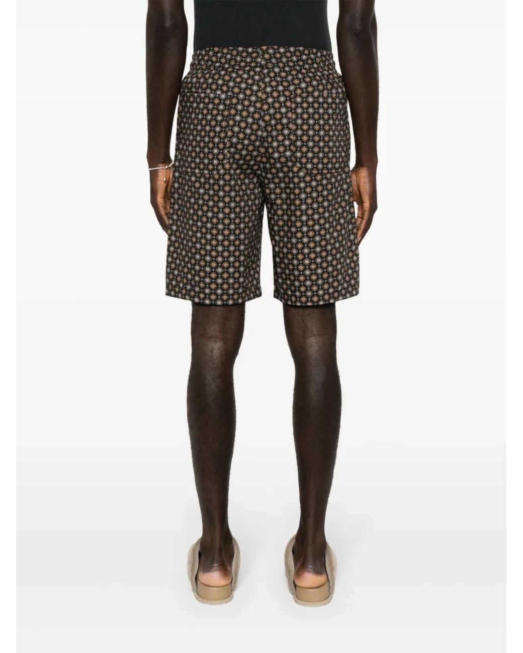 A.P.C. Black Vincento Geometric-Pattern Shorts for men