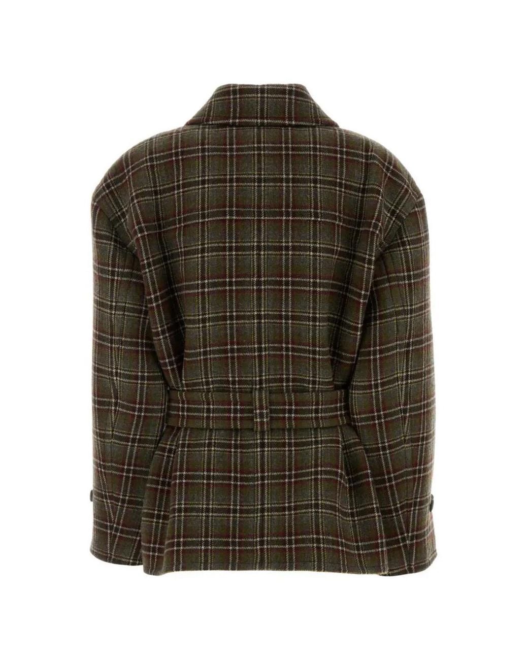 Chloé Green Check Double-Breasted Jacket