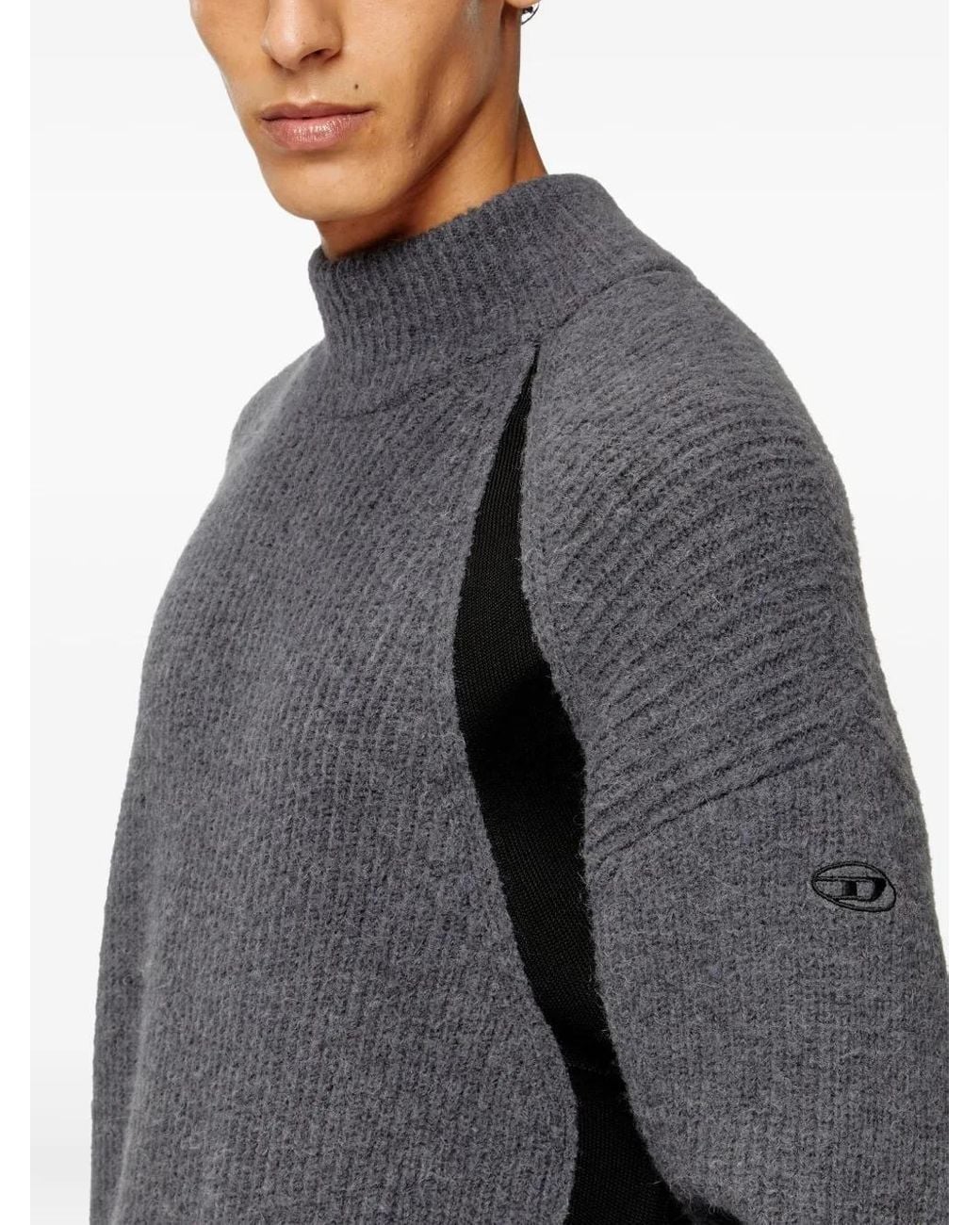 DIESEL Gray Alpaca-Blend Jumper With Contrast Inserts for men