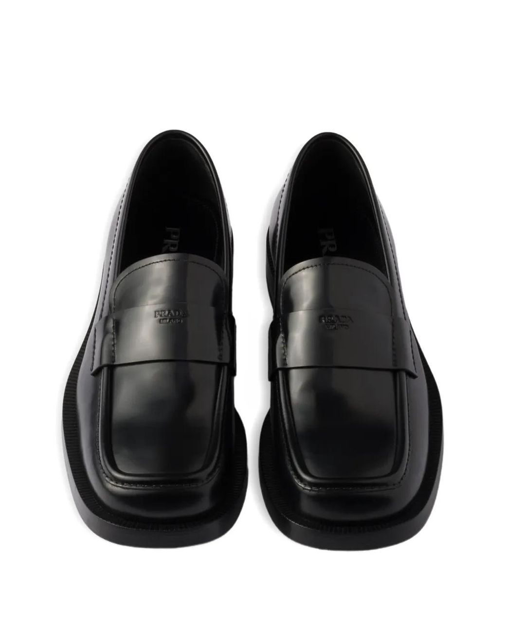 Prada Black Brushed Leather Loafers for men