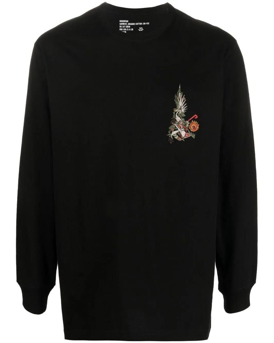 Maharishi Black Graphic-Print Long-Sleeved T-Shirt for men