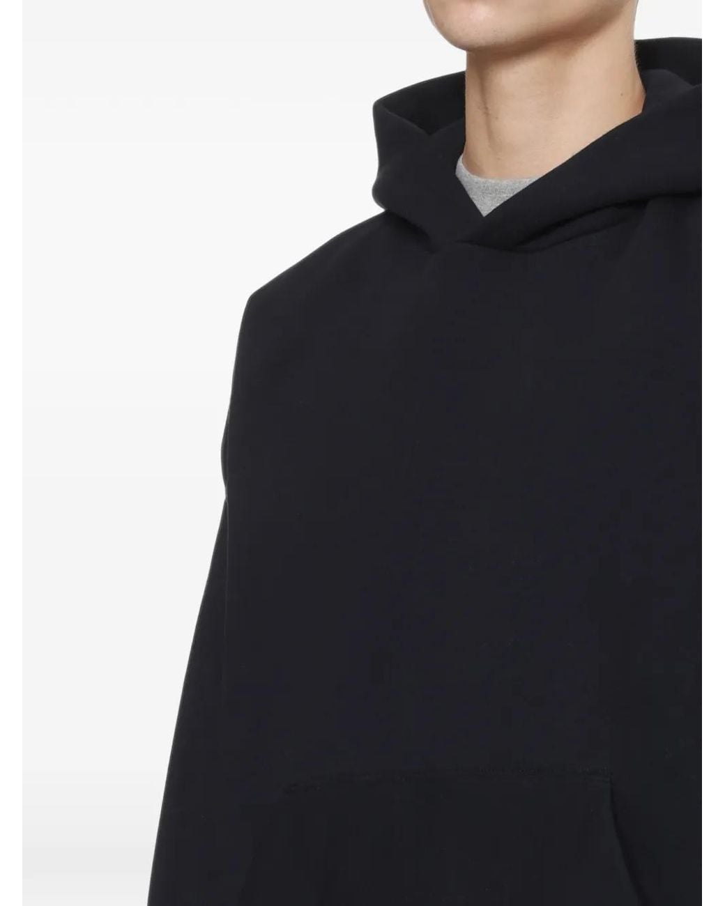 Essentials Black Logo-Print Cotton Hoodie for men