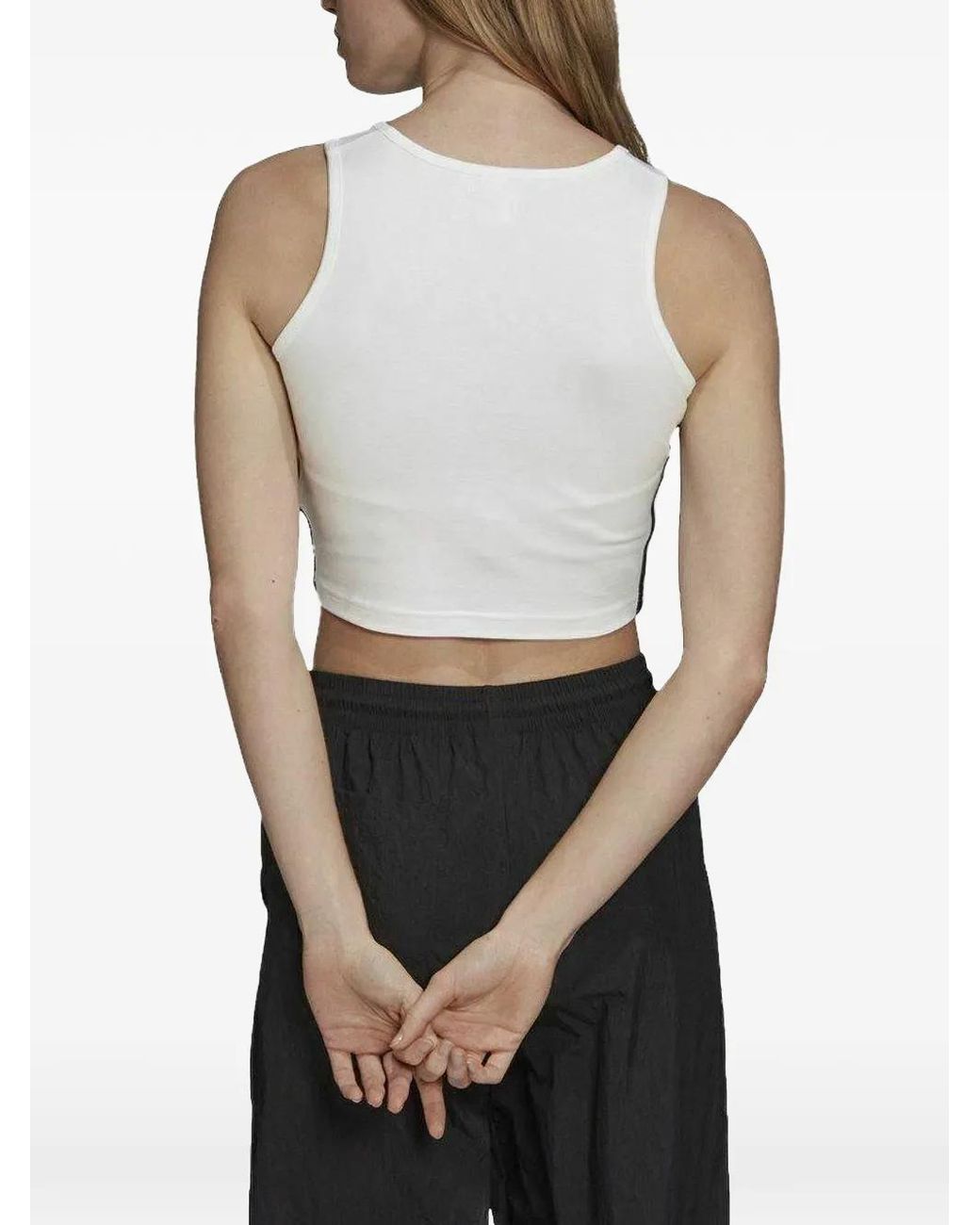 Adidas White Stripe-Detail Tank Top
