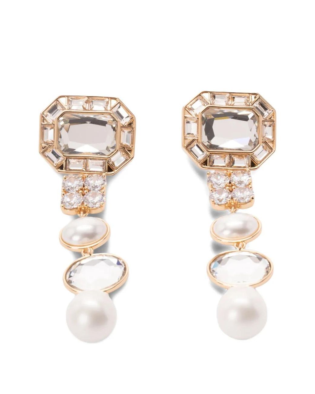 Self-Portrait White Crystal Pearl Tiered Earrings