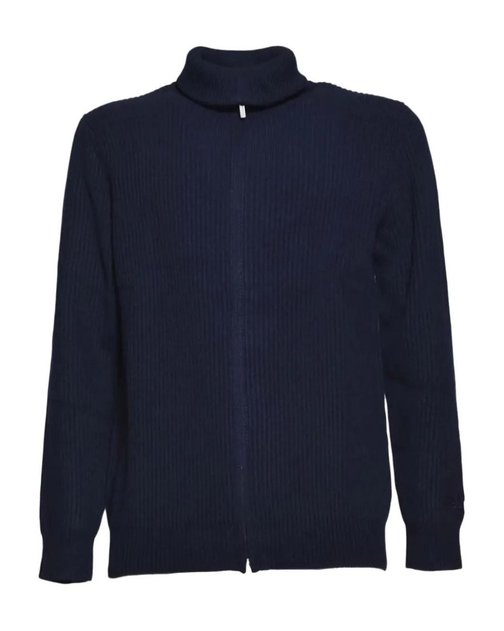 Mc2 Saint Barth Blue Zip Ribbed Cardigan for men