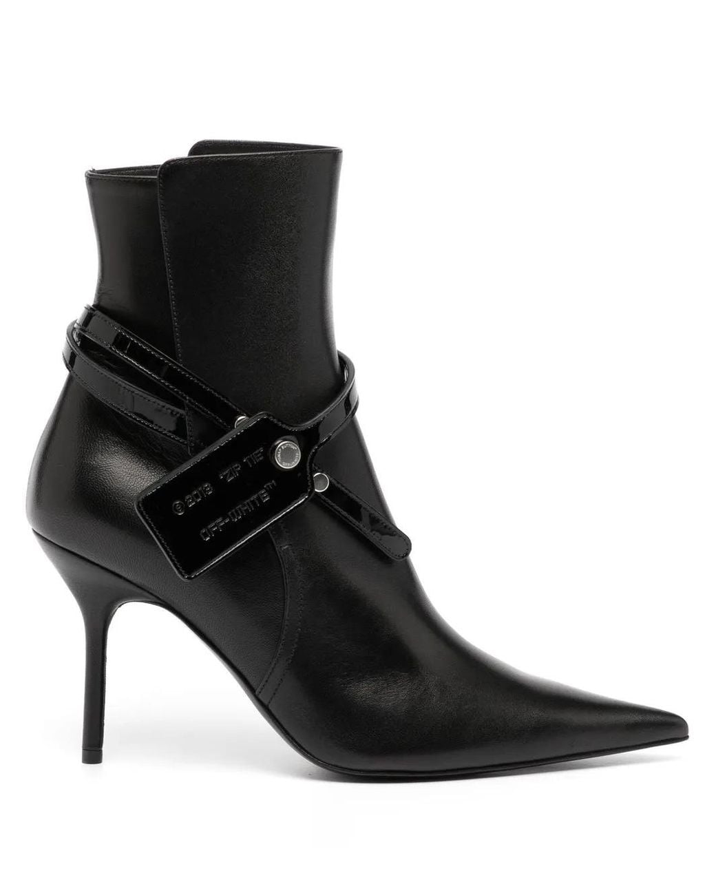 Off-White c/o Virgil Abloh Black Zip Tie Stiletto Ankle Boots