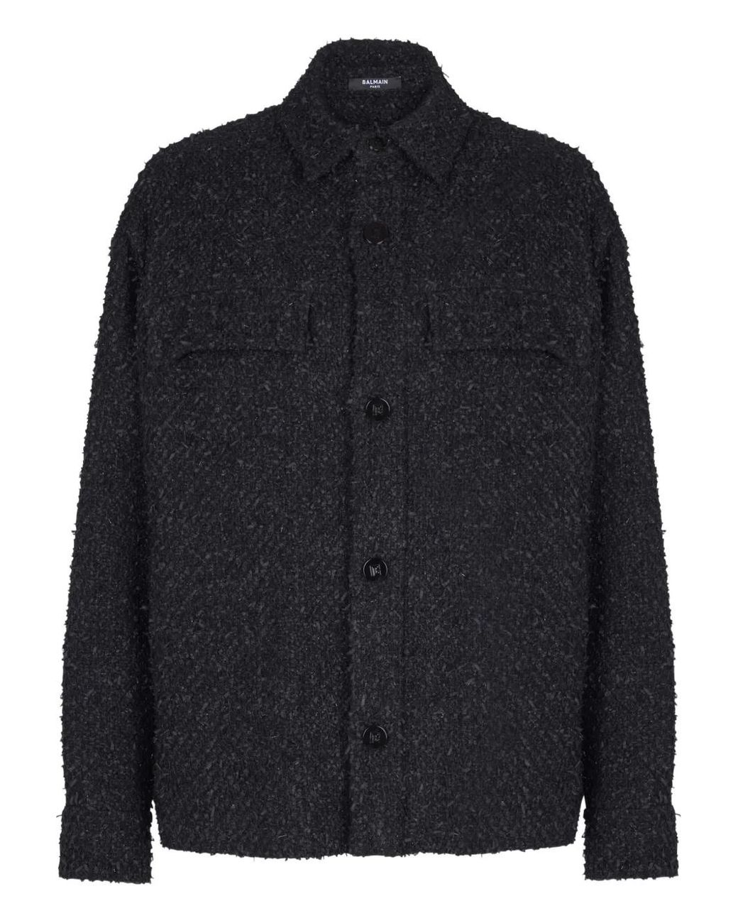 Balmain Tweed Shirtjack in het Blue voor heren