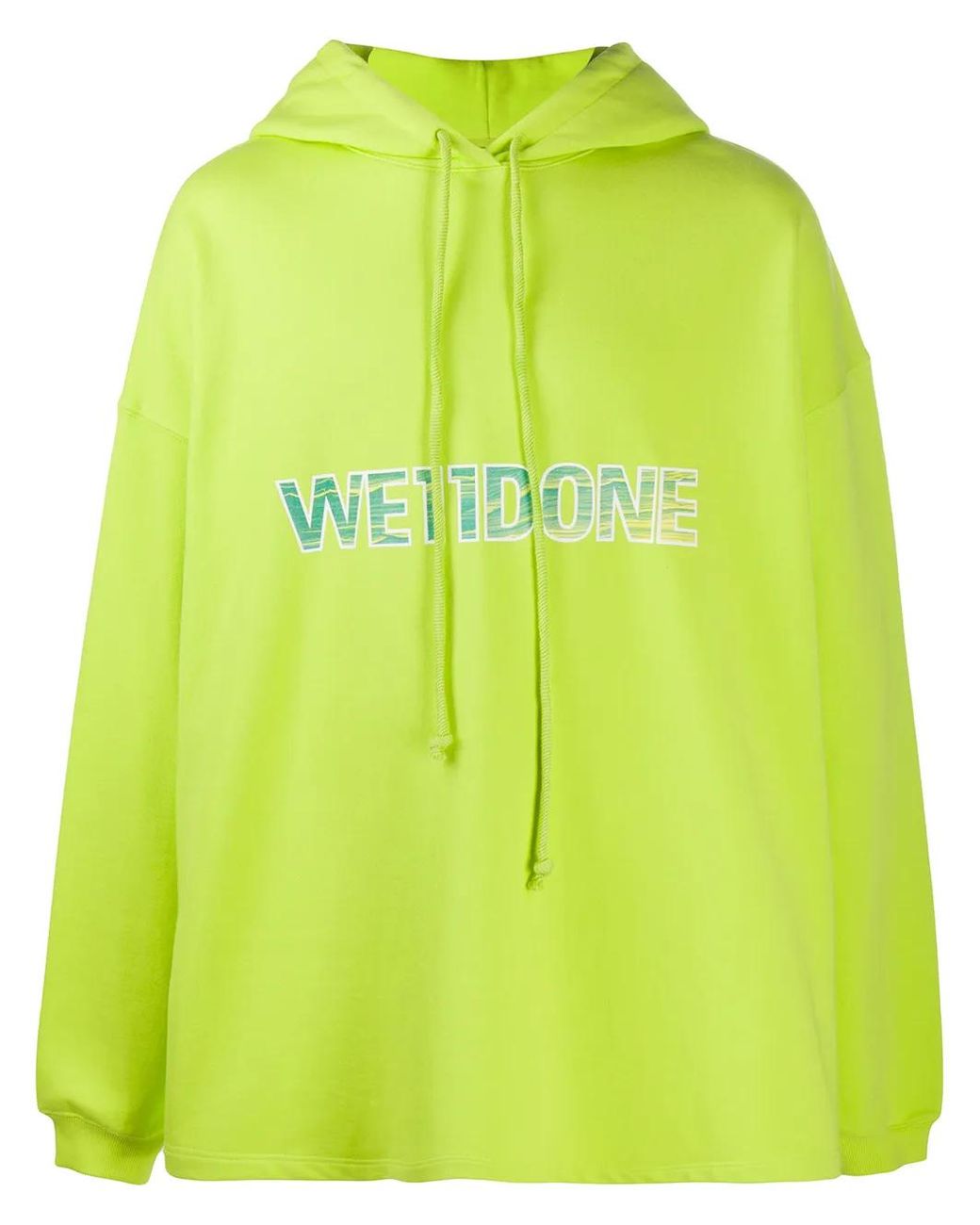 we11done Green Logo Print Hoodie for men