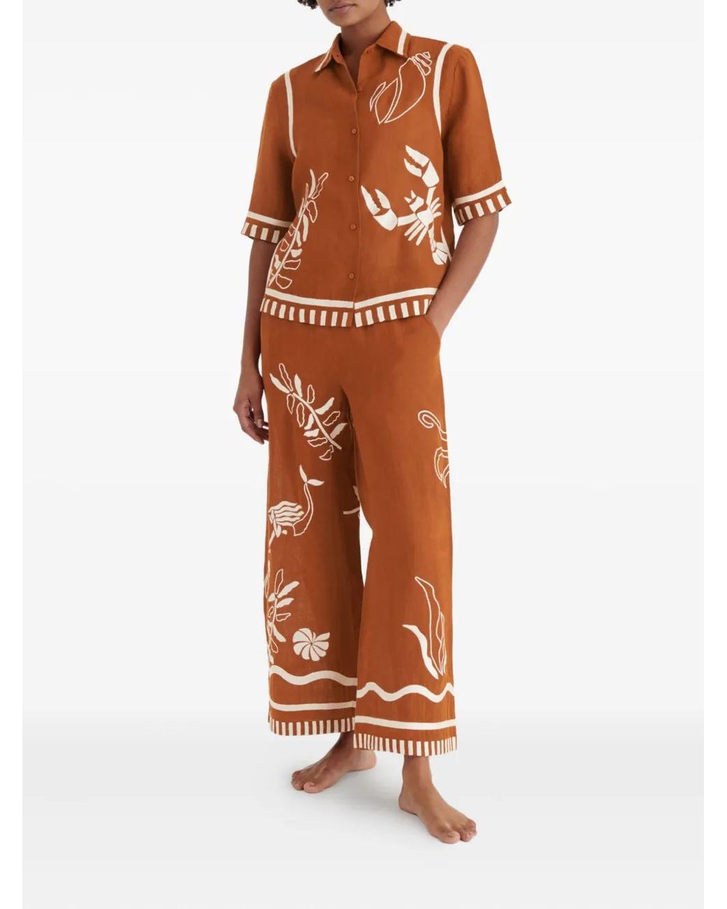 Eres Brown Crab Button-Up Shirt
