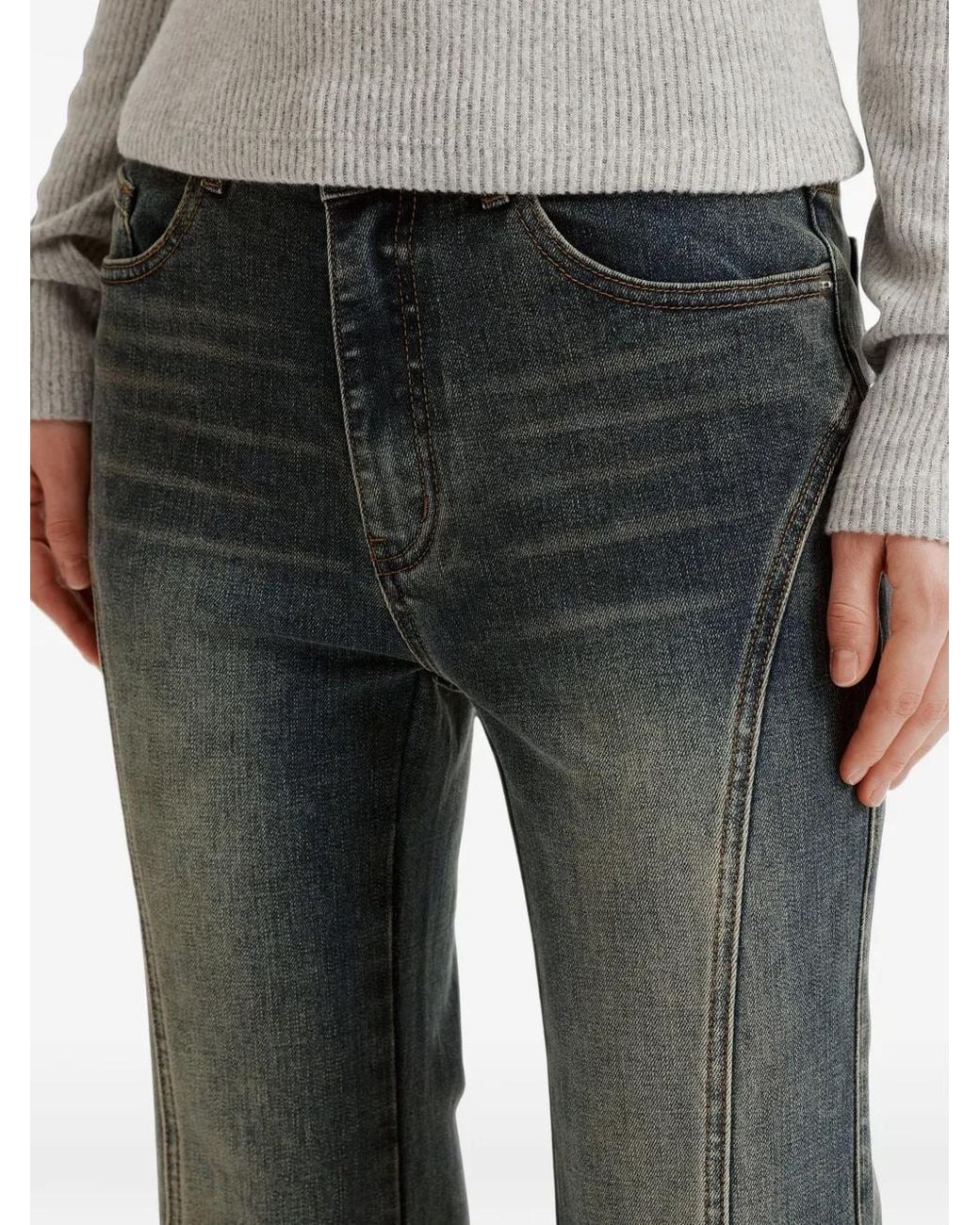B+ AB Gray Seam-Detail Flared Jeans