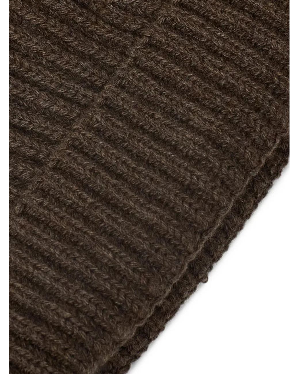 Aragona Brown Ribbed-Knit Beanie Hat