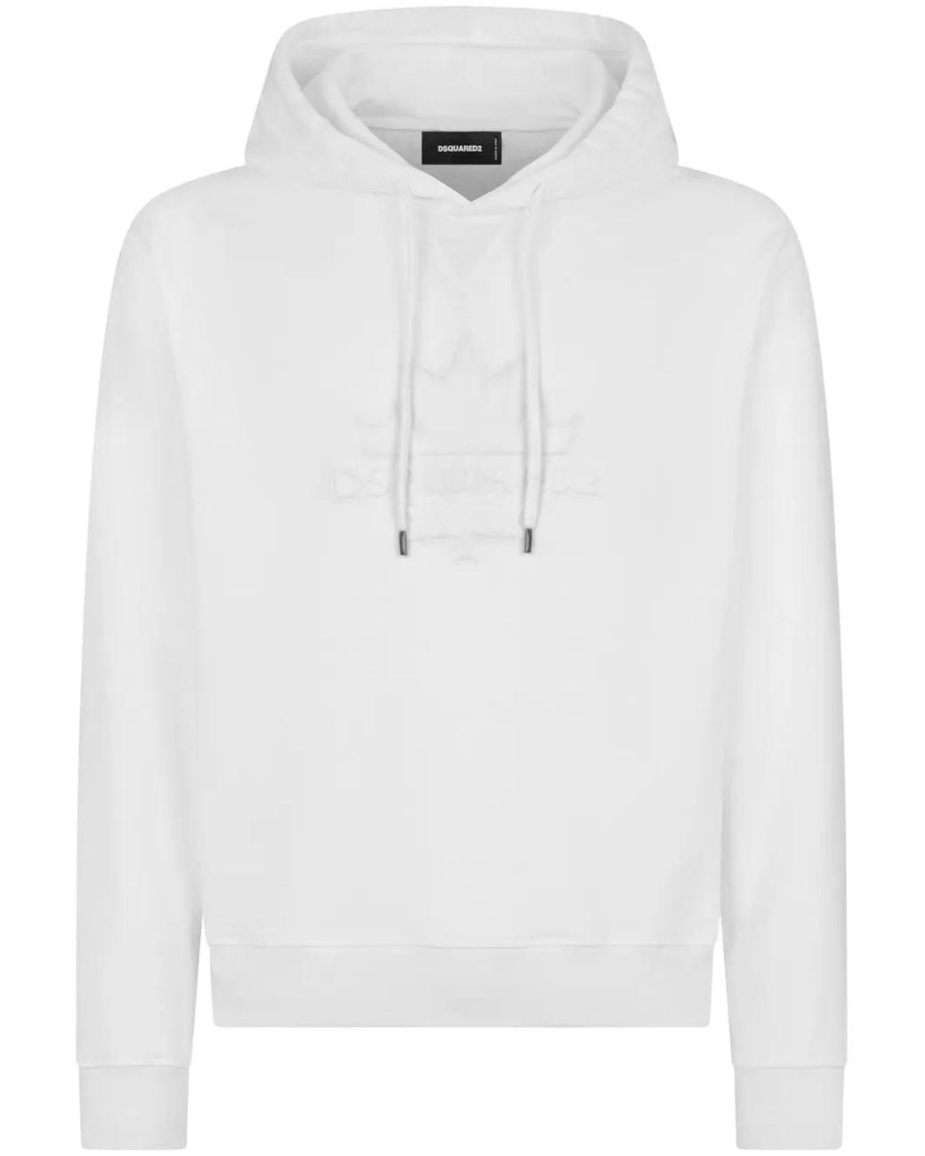 DSquared² White Logo-Appliqué Cotton Hoodie for men