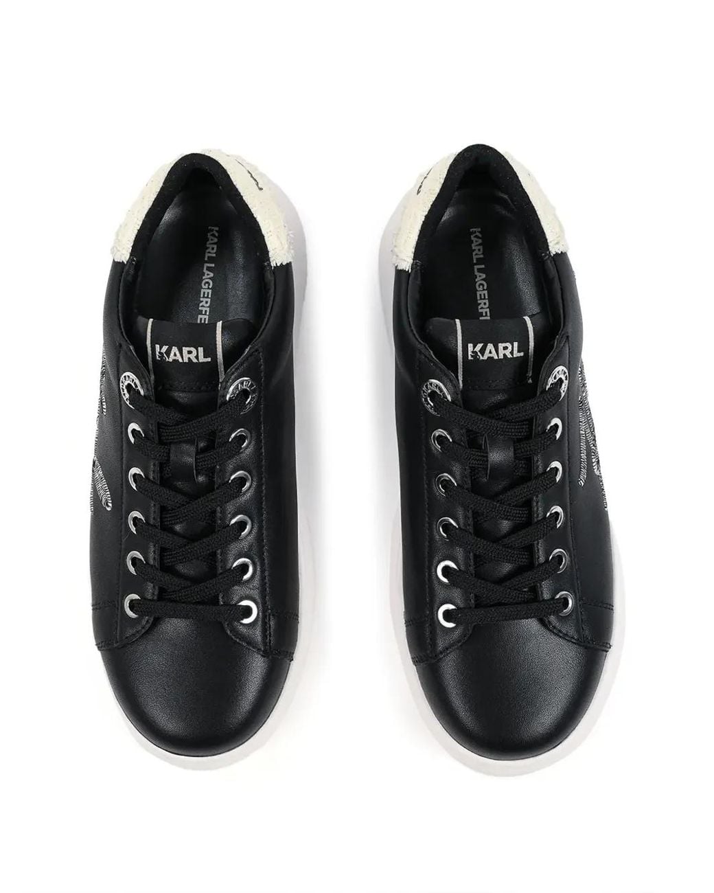 Karl Lagerfeld Black Embroidered Logo-Patch Sneakers