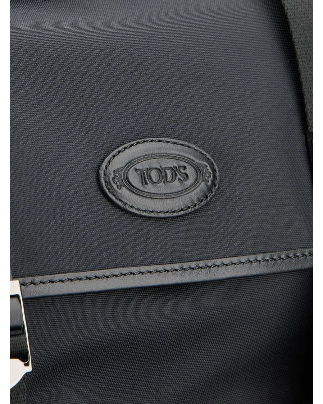 Tod's Black Sac À Dos En Tissu Et Cuir Médium for men