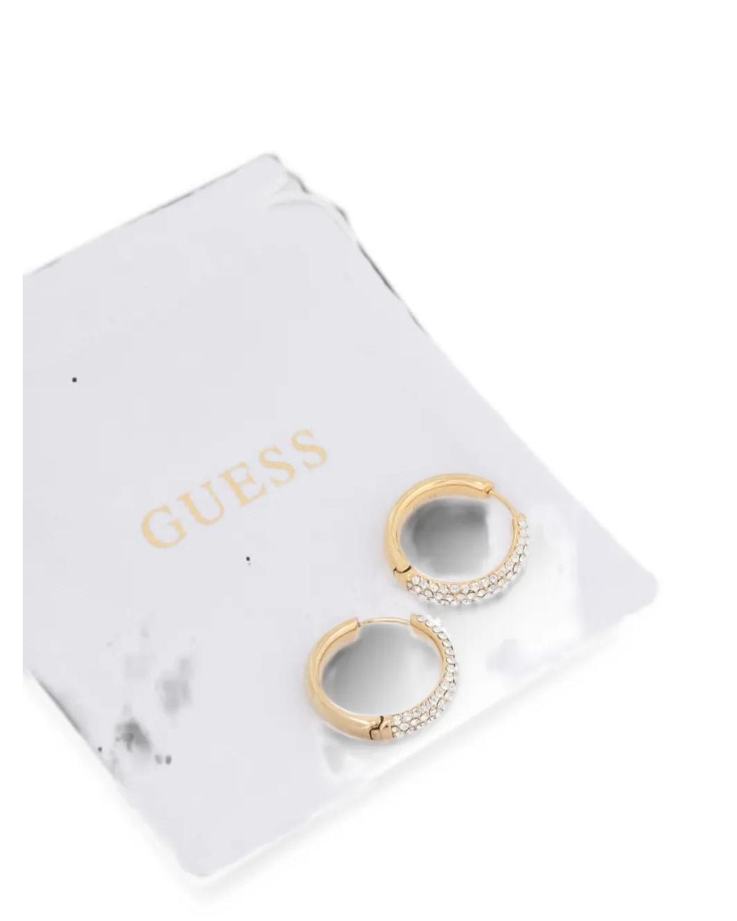Guess Metallic Crystal-Embellished Hoop Earrings