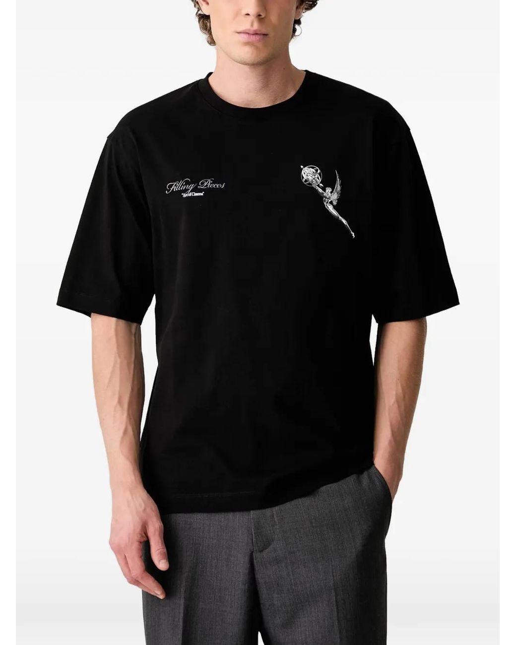 Filling Pieces Black T-Shirt À Imprimé Graphique for men